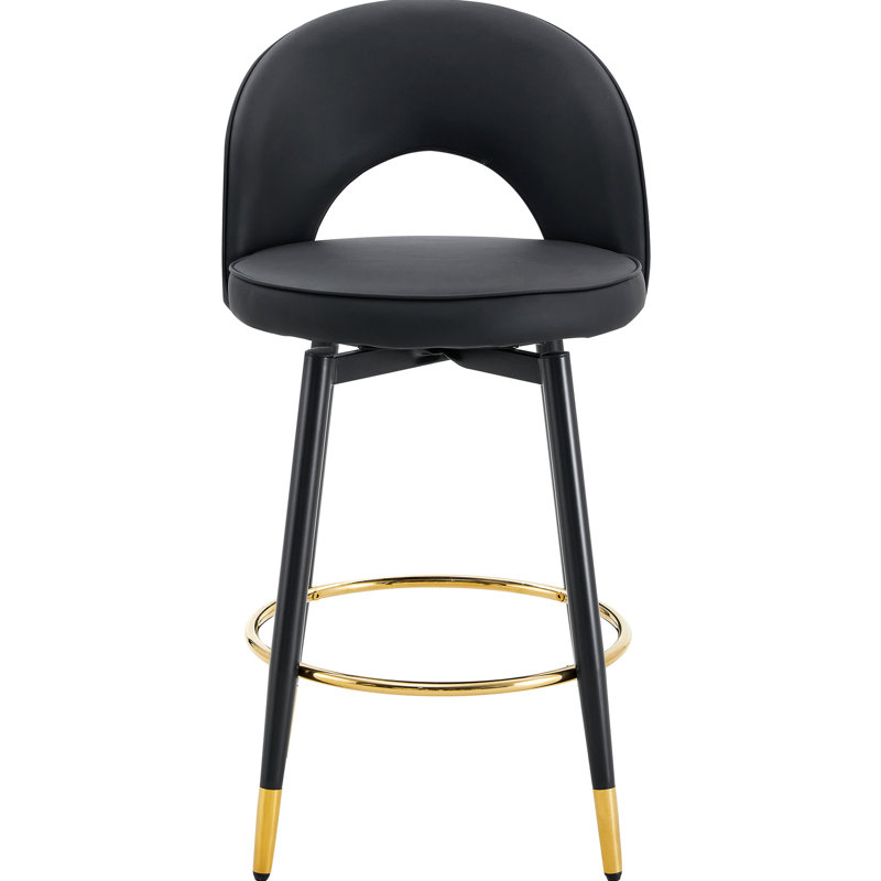 De 2 tabourets de bar rotatifs à 360 °, revêtement en cuir PU moderne et pieds en métal noir, convient à diverses occasions dans le bureau à domicile, chaises ergonomiques et faciles à installer (2), siège rembourré avec cadre,