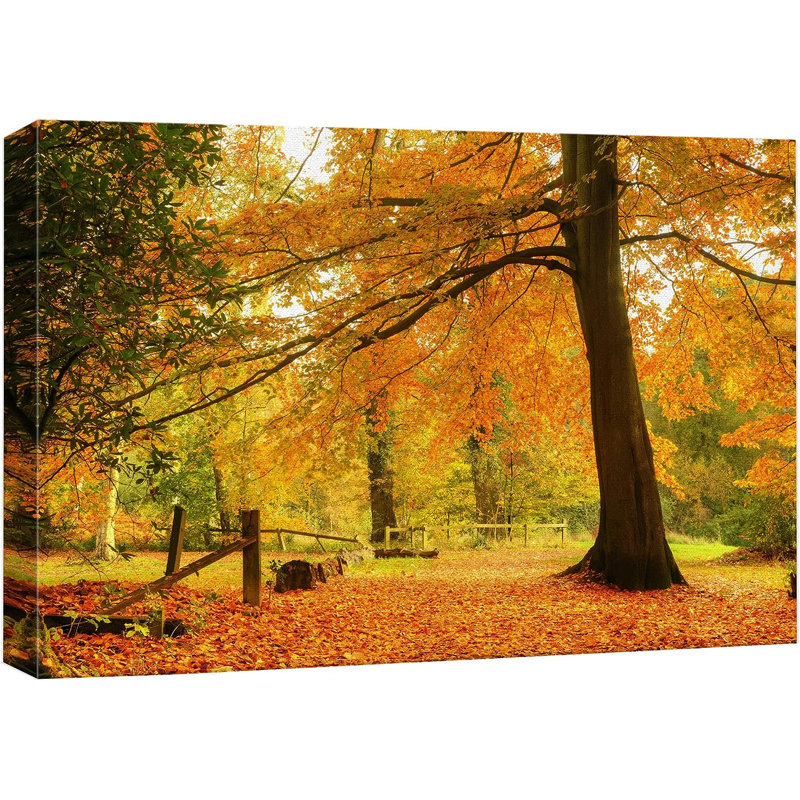 Nature, paysage, jaune et orange, automne et automne, forêt, nature sur toile, H 32 po x l 48 po x P 1,5 po