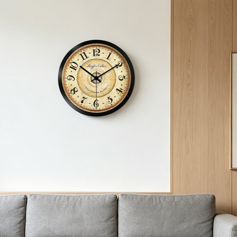 Horloge murale ronde vintage noire