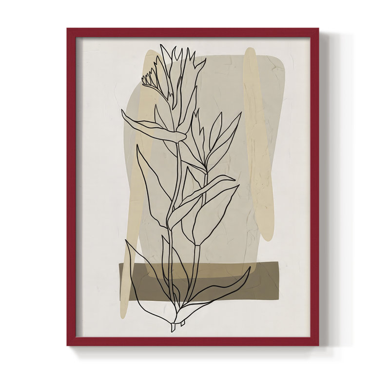«Modern Botanical II», reproduction encadrée - bois massif, H 15 po x l 12 po, Rouge