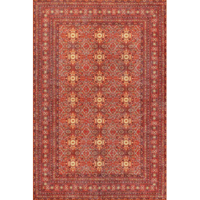 Lucien Red Vintage Textured Classic Patterned Woven Based Chenille Carpet