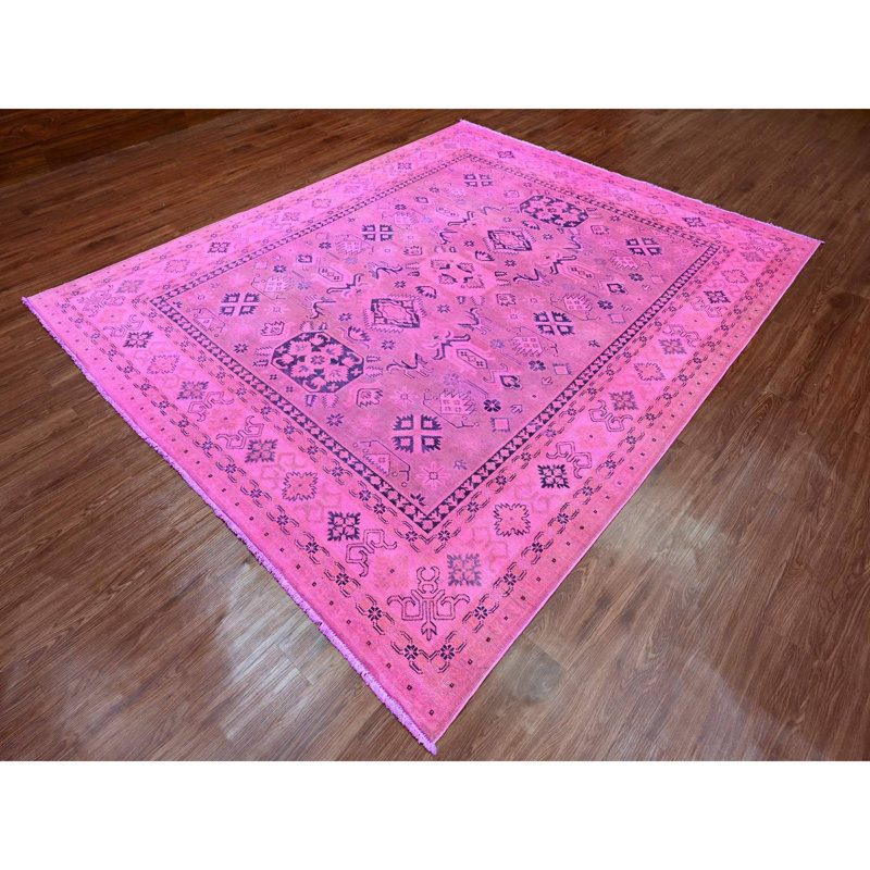 Tapis rose en laine noué à la main 7 pi 10 po x 9 pi 7 po A0C4789CD0D34C948149A5BFBD0D607B