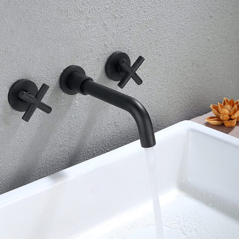 Classic Cross-Handle Wall-Mounted Bathroom Sink Faucet with Anti-Corrosion and Easy Installation
