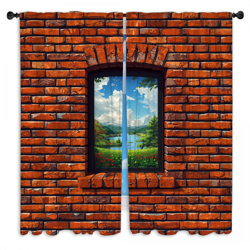 Rideaux de fenêtre briques murales transparentes et obscurcissantes - 2 panneaux, Obscurcissement de chambre