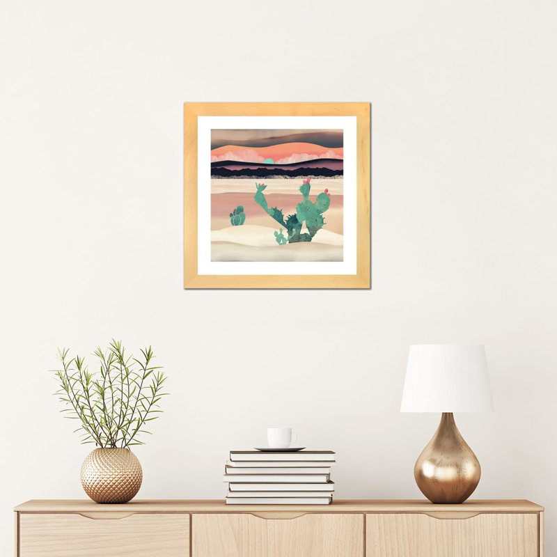 Désert du désert - impression d'art graphique, 16" H x 16" W x 1" D, Beige Wood Framed Paper, Blanc