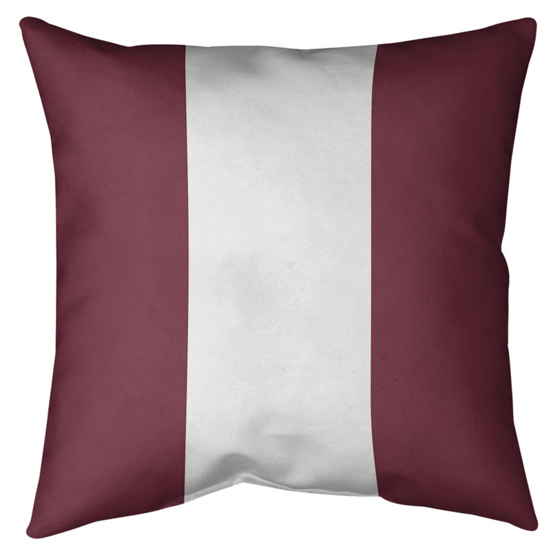 Coussin décoratif d'intérieur/d'extérieur, 16 po x 16 po, Bourgogne/blanc