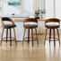 Modern Faux Leather Swivel 26'' Bar Stools, Bucket Seat Bar Stools With Wood Frame