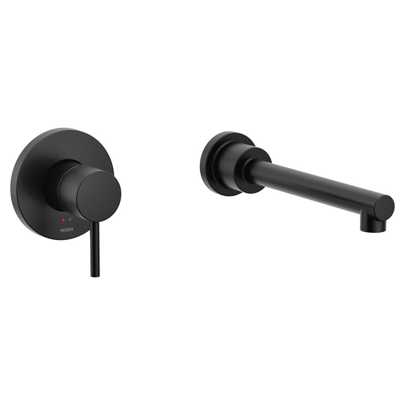 Align Single Handle Wall Mount Tub Filler High Flow Tub Faucet With 10" Spout Reach, Matte Black