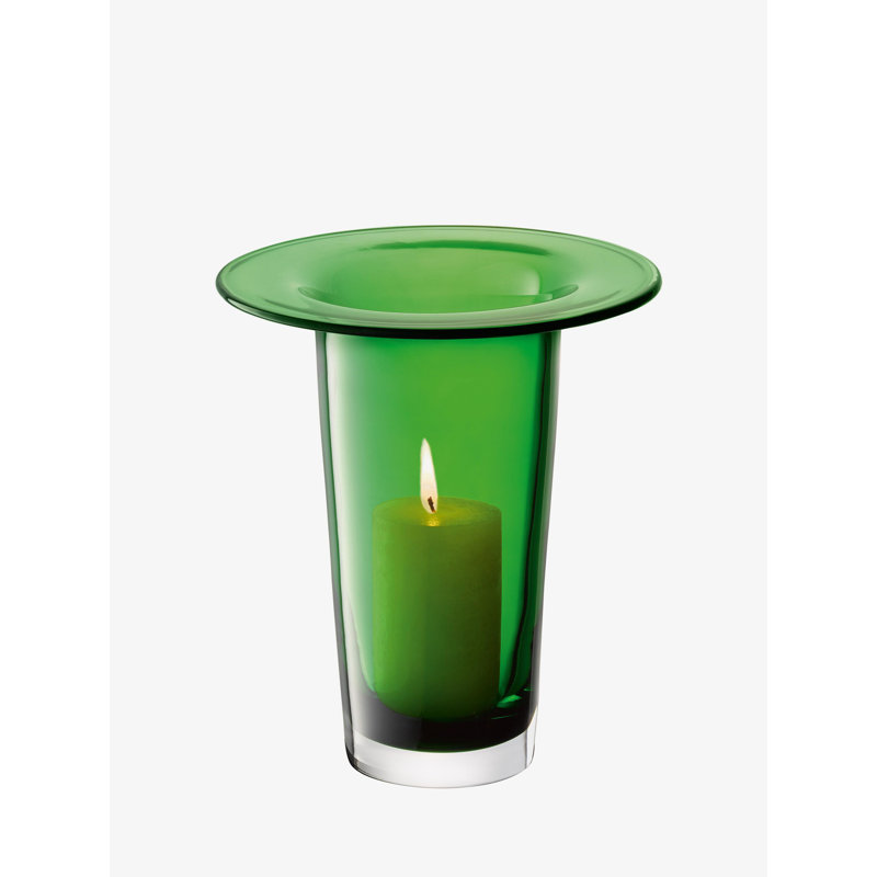 Victoria Glass Candle Holder, 10.24" H x 9.72" W x 9.72" D, Fern Green
