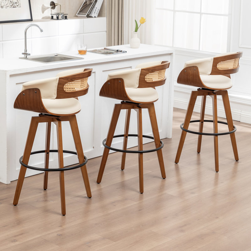 Tabourets de bar pivotants et rembourrés (ensemble de 3), Beige, 3, Tabouret de bar (siège d'une hauteur de 29,52 po)