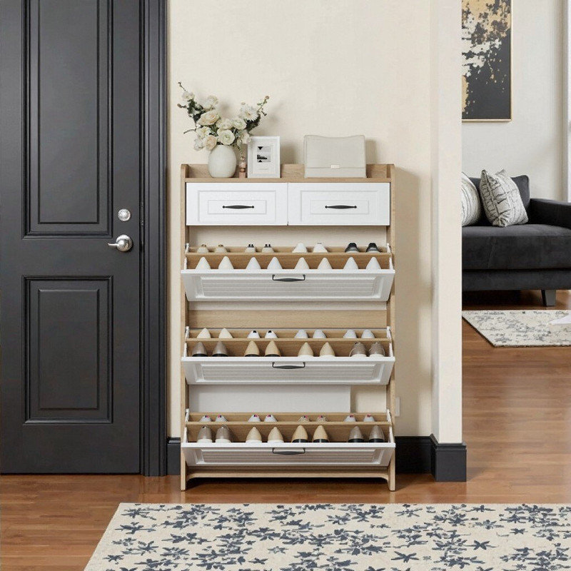 Armoire à chaussures rotative avec 3 tiroirs pour un grand rangement