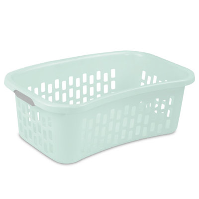Sterilite HipHold Laundry Basket, 1.5 Bushel Plastic Clothes Hamper, Mint, 18 Pk