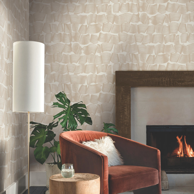 27' L x 27" W Wallpaper Roll, Blush