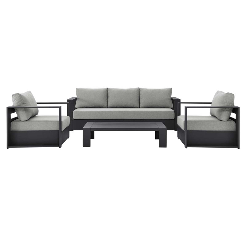 Modway Tahoe Outdoor Aluminum 4-piece Conversation Set with Coffee Table, Gray, Gray