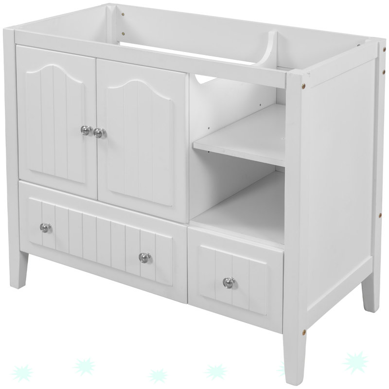Bathroom Vanity Base Only, Solid Wood Frame and MDF Boards
