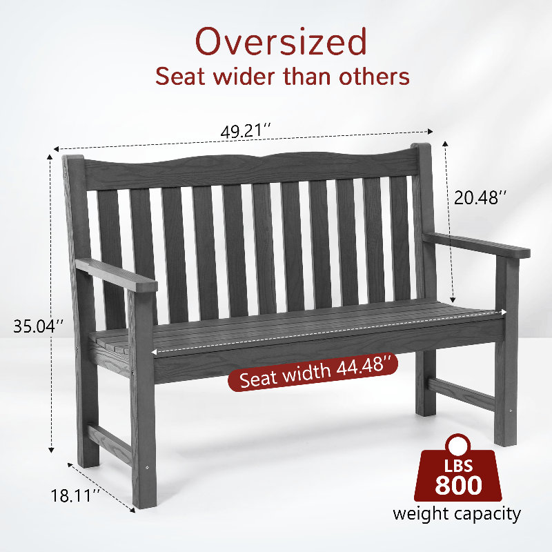 Banc d'extérieur imperméable 49 po 49 po, Gris