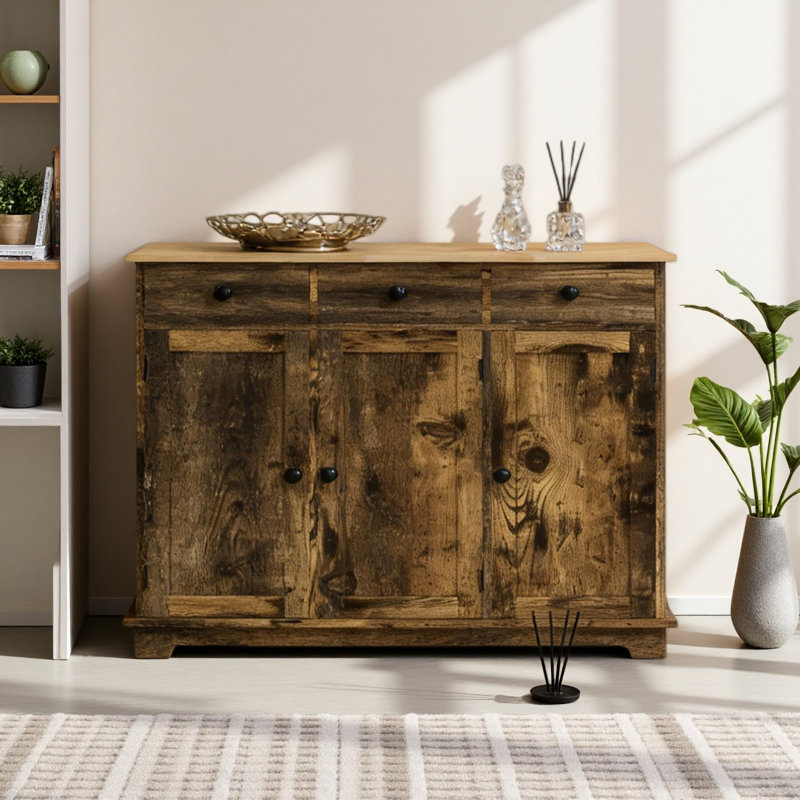 Entryway Accent Cabinet,Home Storage Cabinet,Floor Cupboard, Rustic Brown