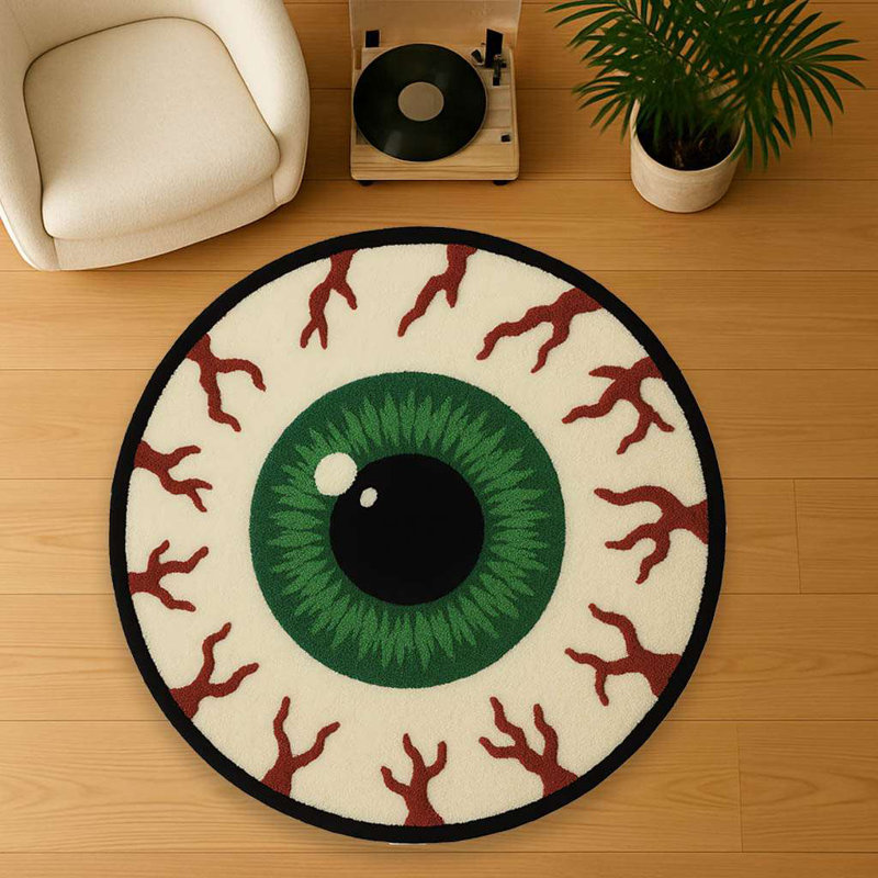 Tapis rond Macabre Stare Green Eyeball Novelty, Rond 3 pi 11 po