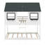 Lit superposé simple au-dessus d'un lit simple en bois avec toit, fenêtre et échelle-530704831