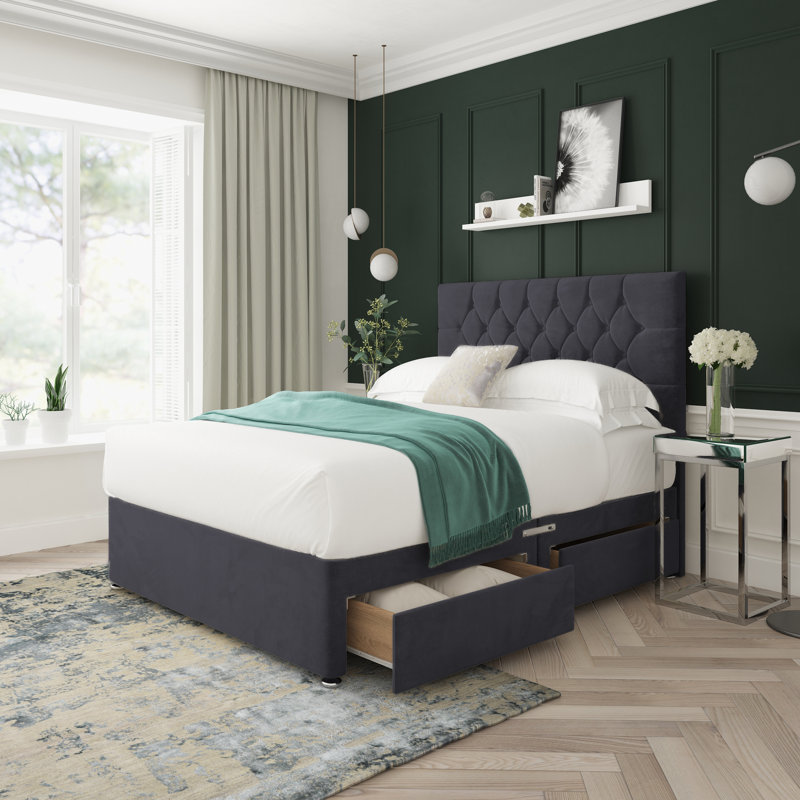 Upholstered Bed, Black, Single (3')