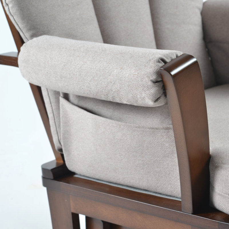 Fauteuil oscillant et repose-pieds Joy, Gris, Bois espresso