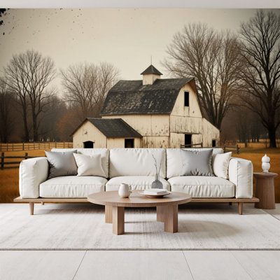 Countryside Peel and Stick Wallpaper Retro Country Style American Countryside Farm Living Room Bedroom Old Wall Murals 69"H x 96"W Removable PVC Wall Paper Self-Adhesive Wall Decor for Bedroom Living Room Home Office