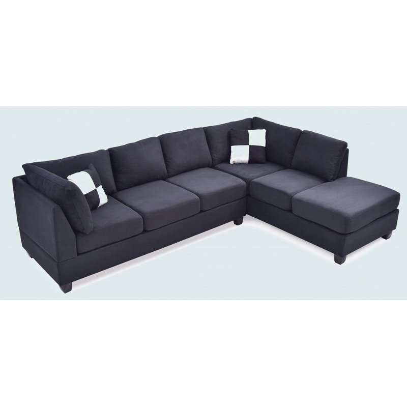 Canapé modulaire moderne avec méridienne, Noir