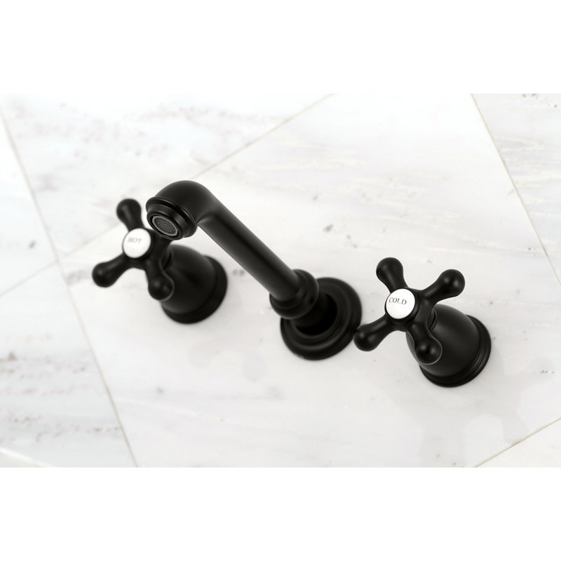 English Country Wall Mounted Bathroom Faucet, Matte Black