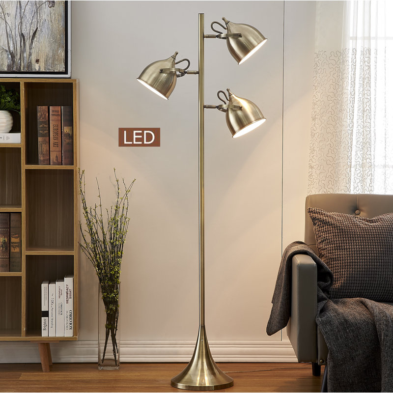  Lampe sur pied à branches 64 ", Laiton satiné antique