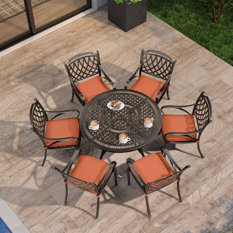 Ensemble repas extérieur en aluminium pour 6 personnes Arelli, Rouge brique