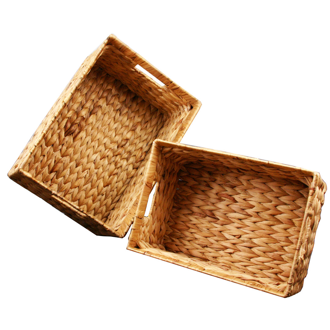 Baskets with Wood Handles (Set of 2) Bayou Breeze