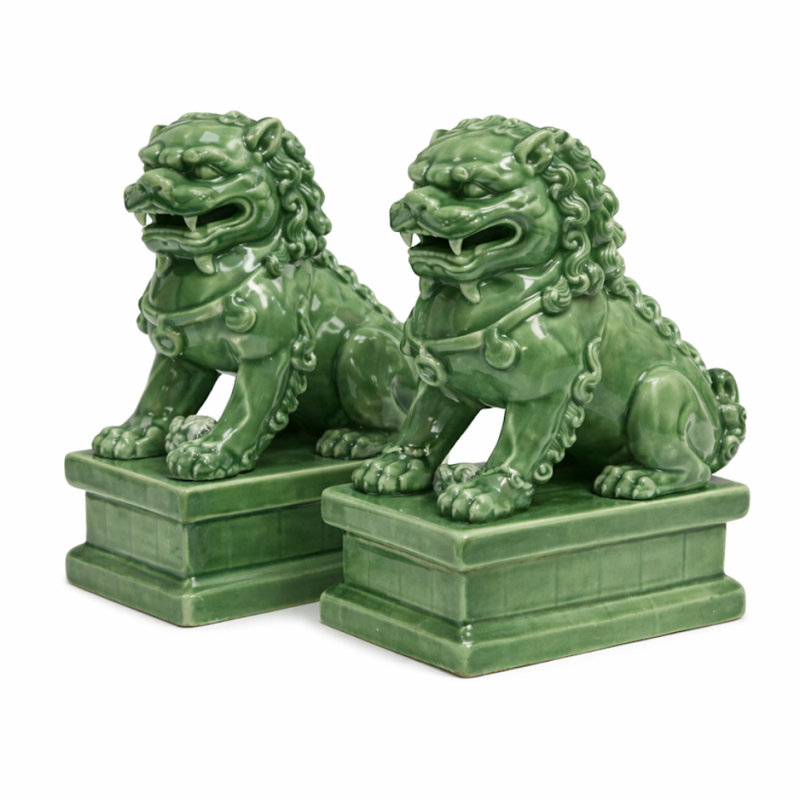 MINI PALE GREEN FOO DOGS, Moss Green