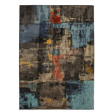 Abstract Patterned Multi-Colored Art Woven Base Digital Print Rug