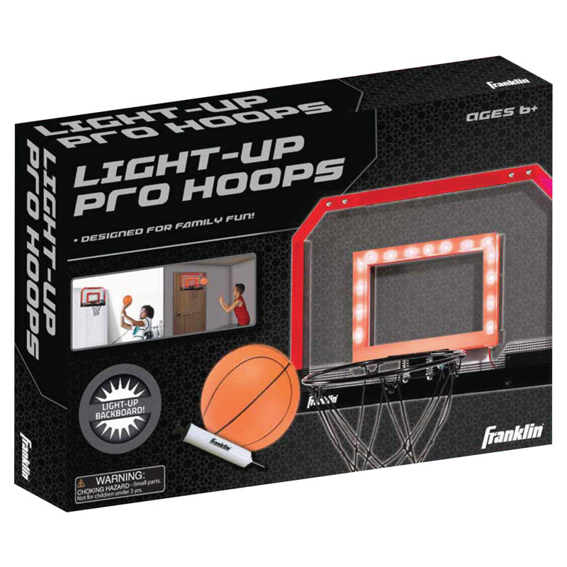 Red Light Up Over-the-Door Mini Basketball Hoop with Steel Rim