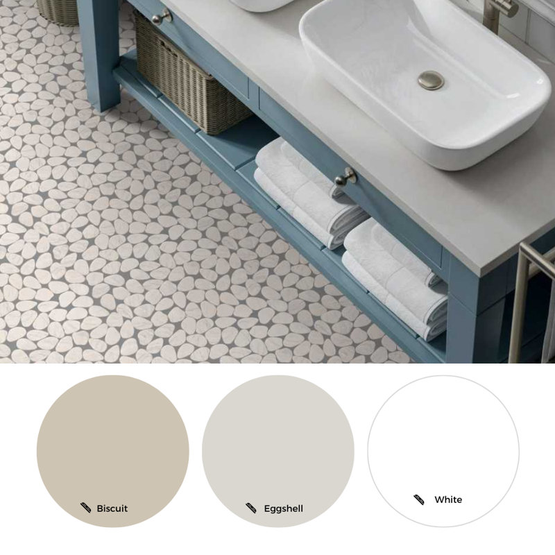 Recycled Cenote Pebble 13" x 13" Glass Wall & Floor Tile, Crema