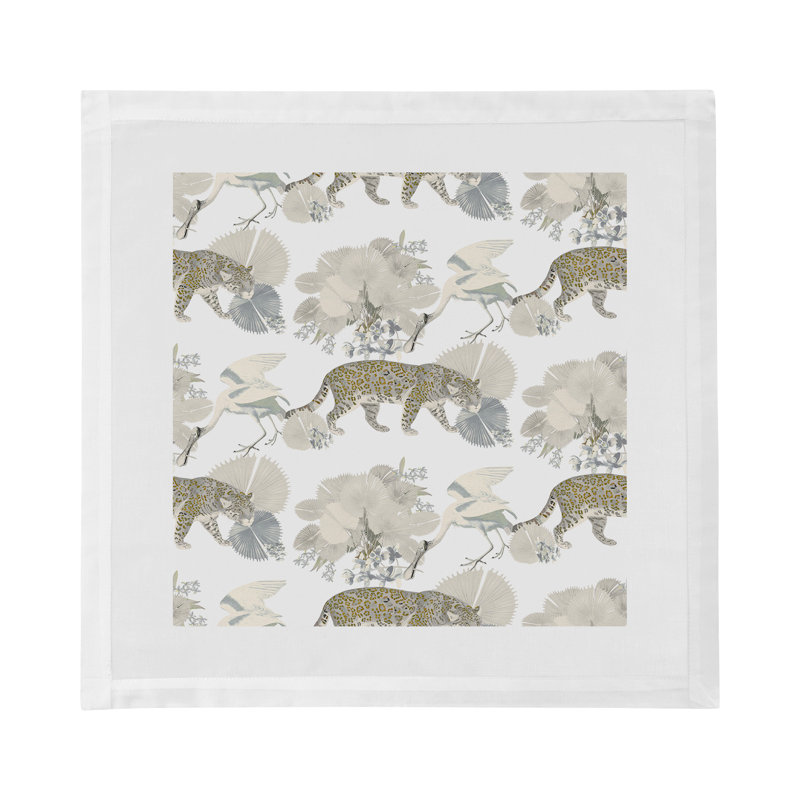 Leopard Walk Cotton Sateen Dinner Napkins, Cameo