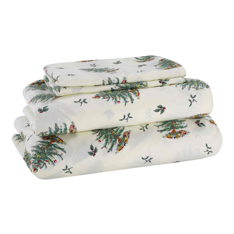 Spode Full Sheet Set, Queen Sheet Set + 2 Pillow Cases,  Gnome Sweet Gnome 