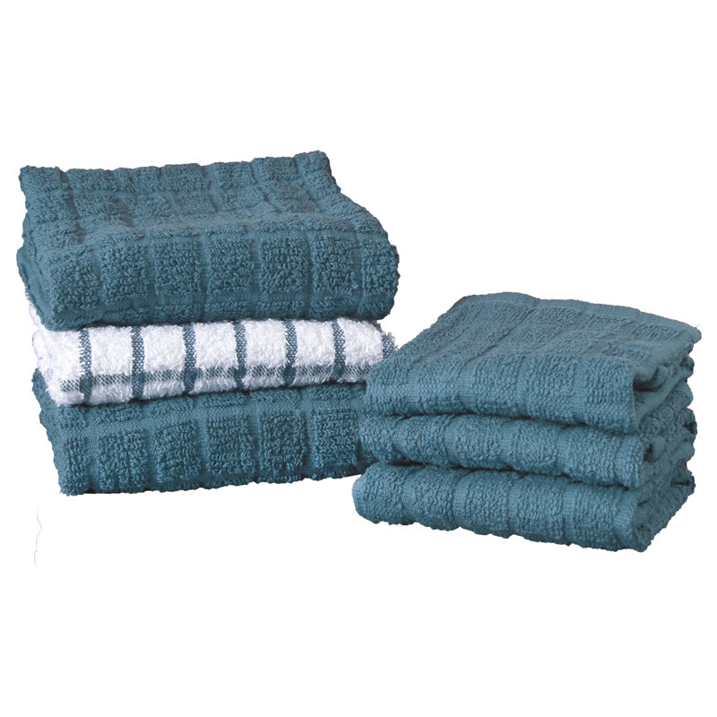 Cotton Plaid Kitchen Towel Linen Set, Atlantic