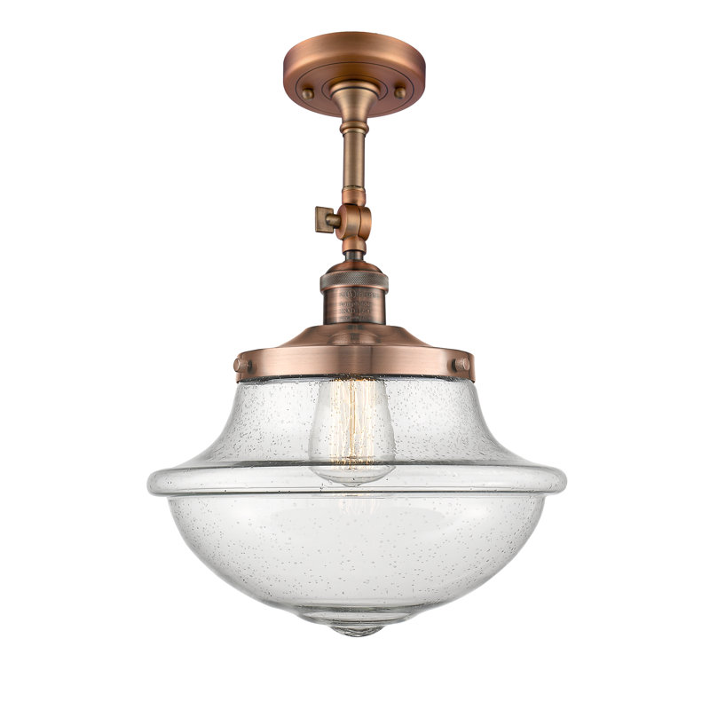 Plafonnier semi-encastré 1 lumière 12 po Baptiste, Cuivre antique, Ampoule non incluse, Grainé