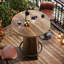 Table de bar ronde, table bistro en bois de 37,4 po de hauteur avec base à piédestal et repose-pieds en métal-1748126486