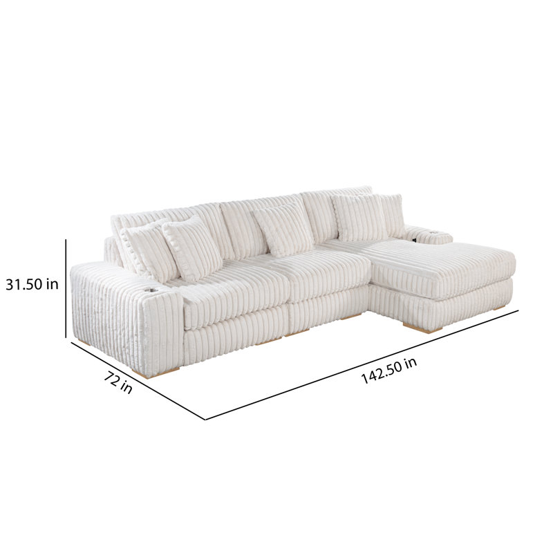 Canapé modulaire réversible à rayures Puffy, Beige