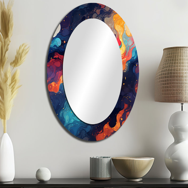 Cosmic Illusion Moody Patterns - Miroir mural moderne multicolore, H 36 po x l 24 po