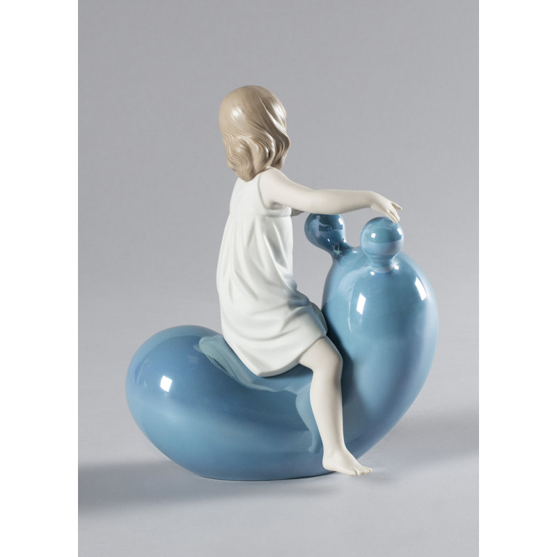 My Seesaw Balloon Girl Figurine, White/Blue