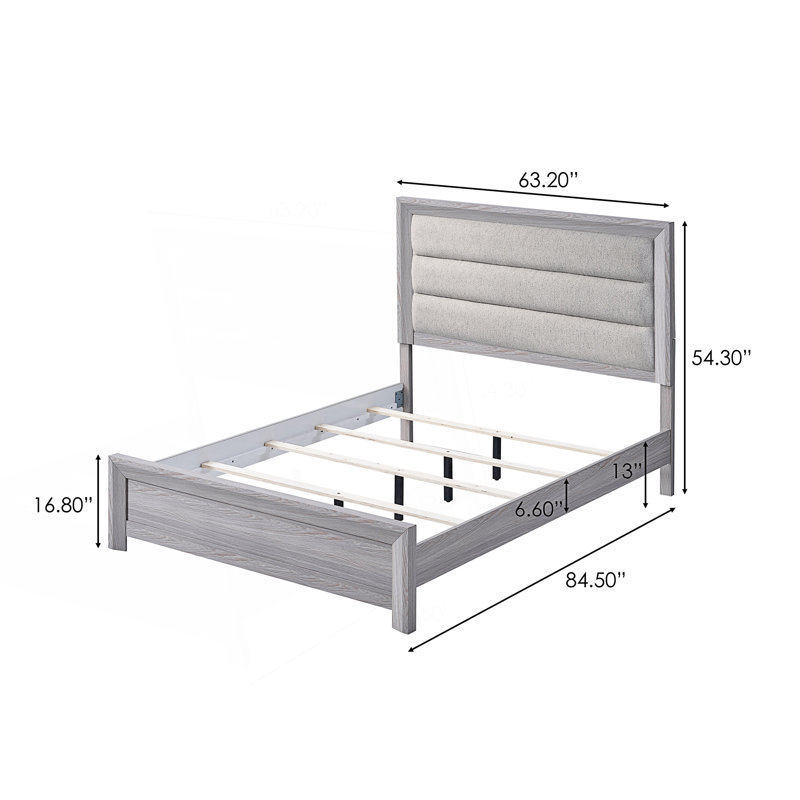 Grand lit à panneau 1pc avec tête de lit capitonnée moelleuse