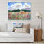 Paysage avec un champ de fleurs blanches et roses - Peinture sur toile-67442538-67442543