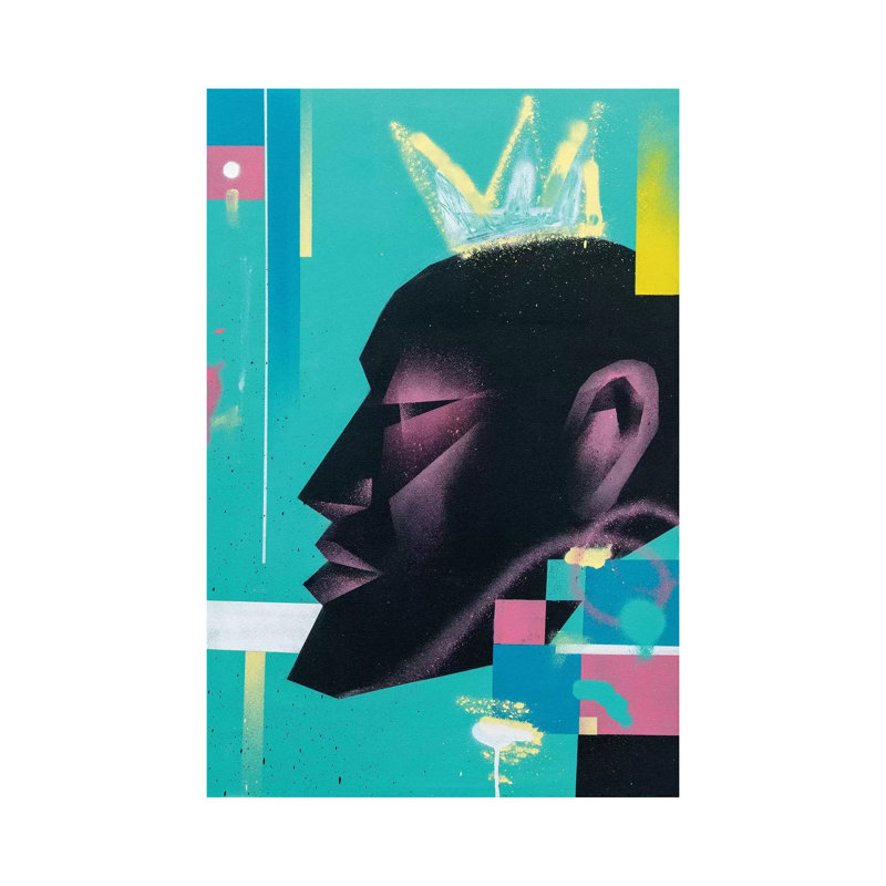 «King» par VCalvento - impression d'art graphique, Pas de tapis, Toile tendue, H 12 po x l 8 po x P 0,75 po