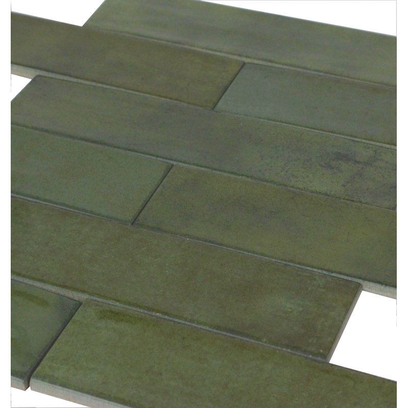 Memory Porcelain 2" x 10" Subway Wall Tile, Green