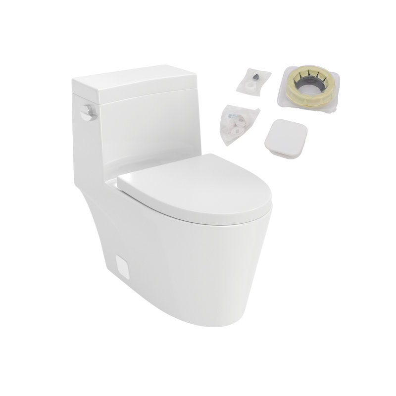 Toilette une pièce allongée à jet simple brillant 1,28 GPF