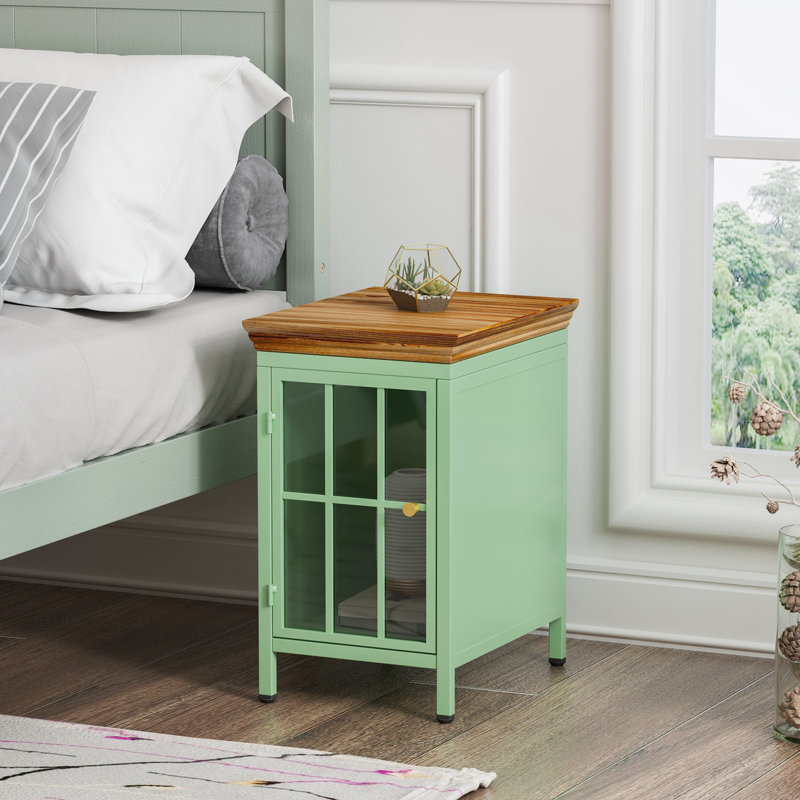 Table de chevet avec armoire de rangement, Vert