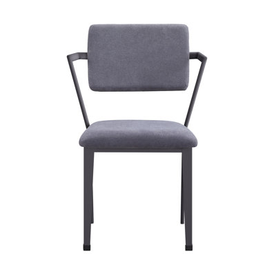 Cargo Gray Fabric & Gunmetal Finish Dining Chair ( Set Of 2)